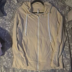 Fabletics Zip up sweater, Beige color, size Small, fits S-M. Like New